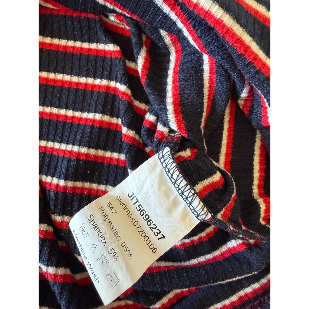 SHEIN Navy Blue Red White Striped Ribbed Bodycon Mini Dress Small - Picture 8 of 8